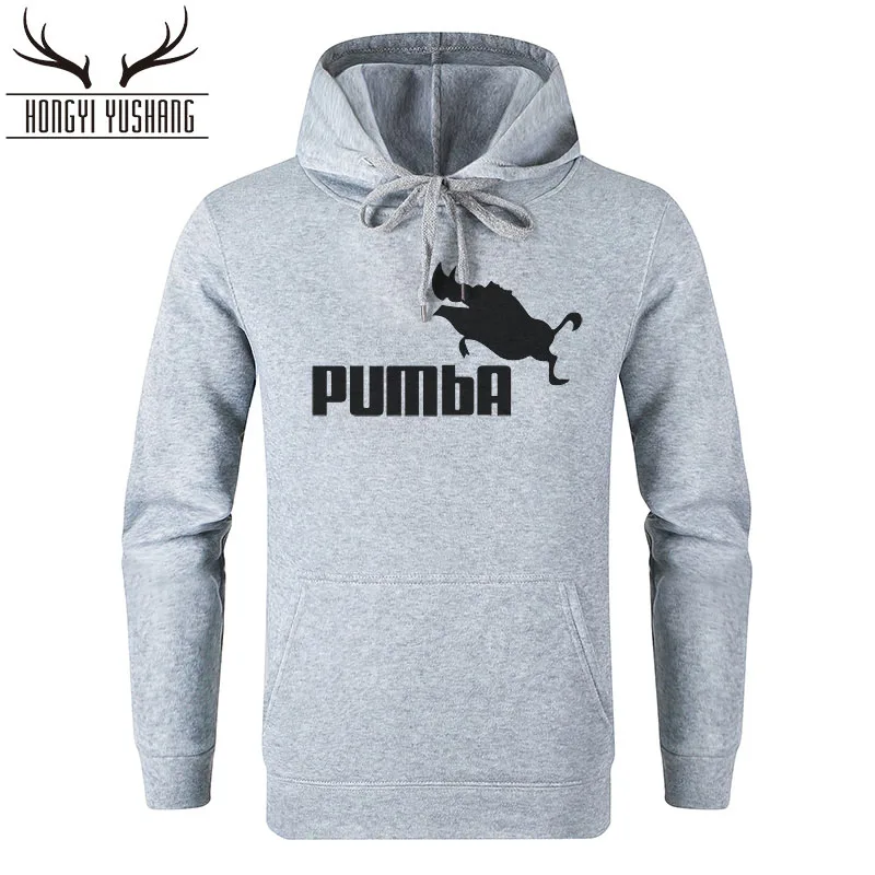 Осенняя забавная мужская толстовка с капюшоном Pumba, хлопковая толстовка с принтом, модная повседневная Уличная одежда, крутая мужская Толстовка