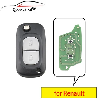 

QWMEND 2 Buttons Smart Car Key for Renault Clio Kangoo Twingo Wind PFC7961 Chip Remote Flip Car Key VA2 Blade 433mhz