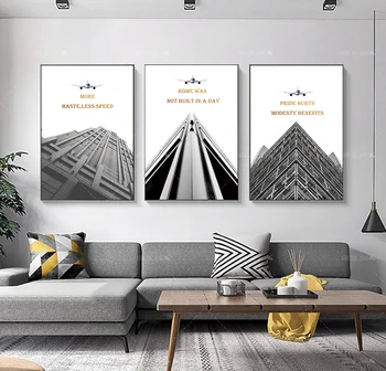 

Modern Nordic Building Posters Creative Quotes Wall Art Picture Canvas Painting Mural Print Club Office Hotel Room Decoration