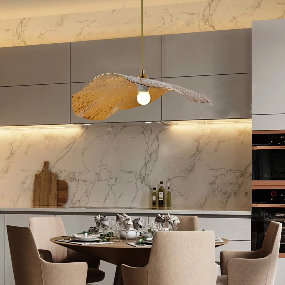 

Lotus Leaf Shape Nordic Creative Personality Gold Metal Pendant Lighting Indoor Ceiling Hanging Lamp for dining room restaurant