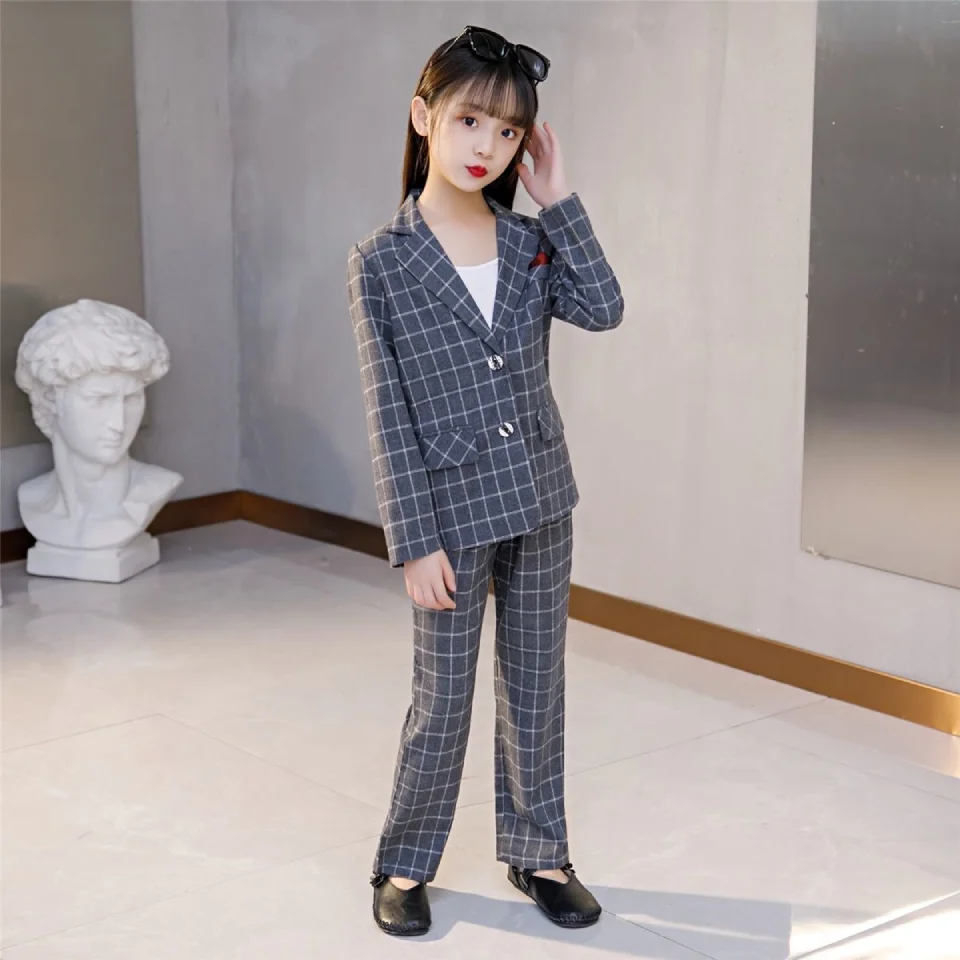 

Turn-down Collar Cute Loose Formal Girls Set Spring Autumn Long Sleeve Tops+Pants Girls Boutique Outfits Baby Girls Clothing Set