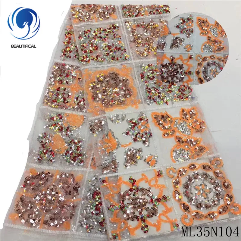 

BEAUTIFICAL sequins lace wedding party dress french tulle lace african tissu sewing african sequins lace ML35N104