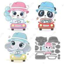 New Metal Cutting Dies Cute Animals And Bus Stencils for Making Scrapbooking Album Embossing Cut Die Lovely Baby Panda Elephant