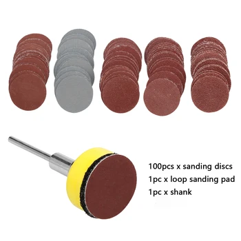 

100Pcs 25mm Sanding Discs + 1" Abrasives Hook & Loop Backer Plate + 1/8inch Shank Set For Polishing Tools High Quality
