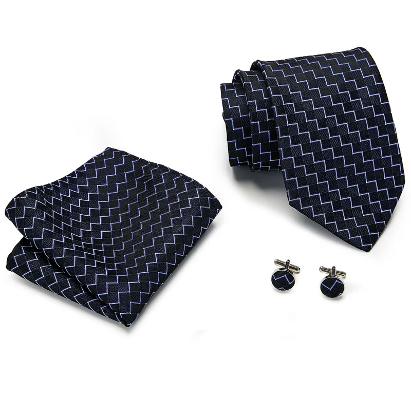 S113 Drop Shipping men ties set 145cm*8cm Necktie navy blue Striped Silk Jacquard Woven Neck Tie Suit Wedding Party - Color: S113
