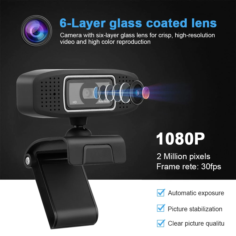 

new 1080P Webcam, 5 million pixels HD Web Camera with Built-in HD Microphone 1920 x 1080p Autofocus computer Webcams USB Web Cam