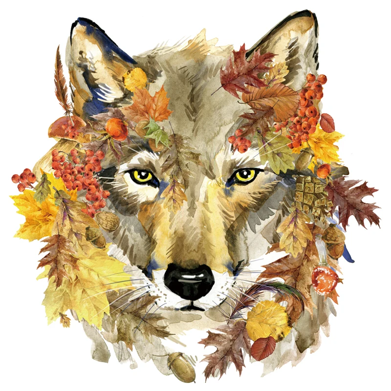 Виниловые термонаклейки Parches Leafage Wolf для самостоятельной сборки моющиеся нашивки