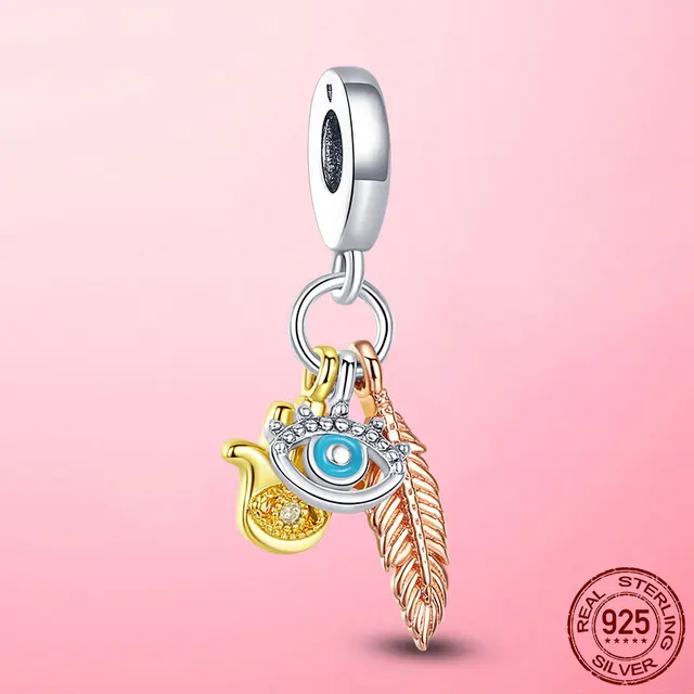 Sliver Color Hamsa Hand Pendant Four 