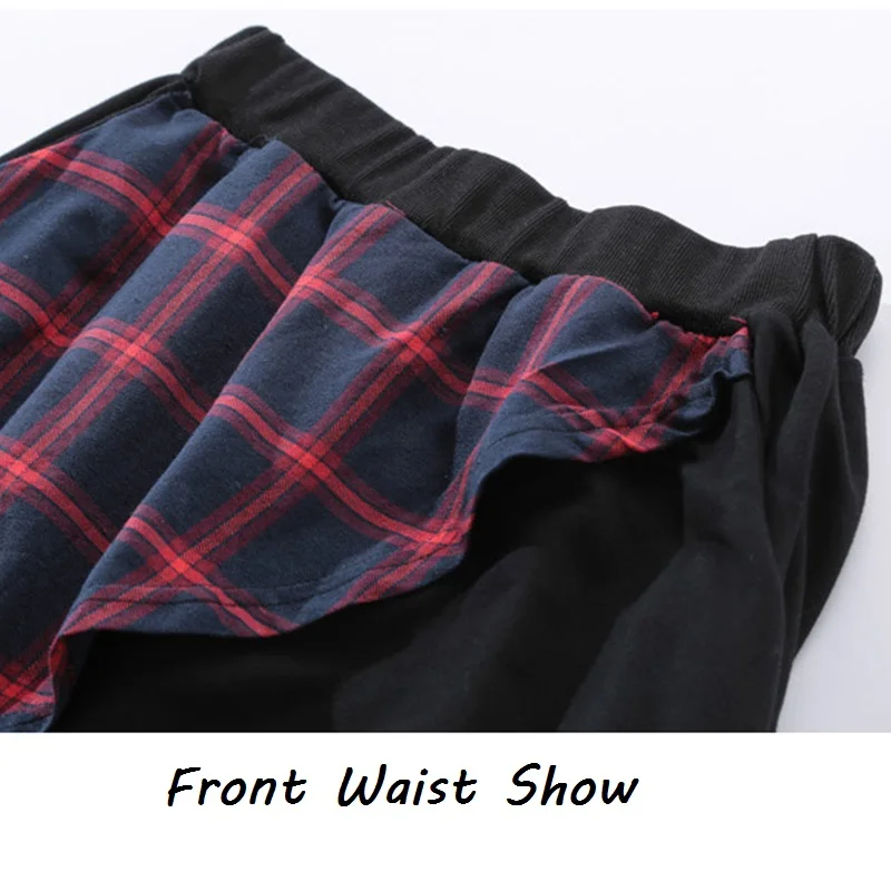 Streetwear Hip Hop Men Scottish Plaid Patchwork Harem Pants British Style Mens Loose Jogger Pants Punk Pantskirt drop crotch harem pants