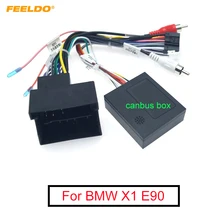 Feeldo adaptador para carro, cabo adaptador para carro estéreo 16pin android com caixa canbus para bmw x1 e90