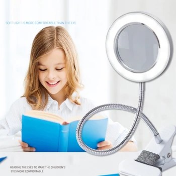 

Multifunctional USB Powered Flexible Desk Lamp Magnifying Glass Lamp Eye Protection Clip Table Lamp for Reading Beauty Makeup