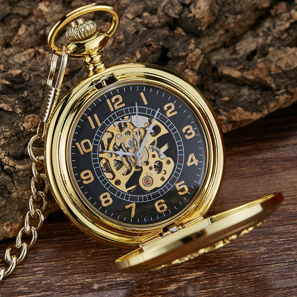 vintage preto ouro fob corrente colar pingentes reloj de bolsillo