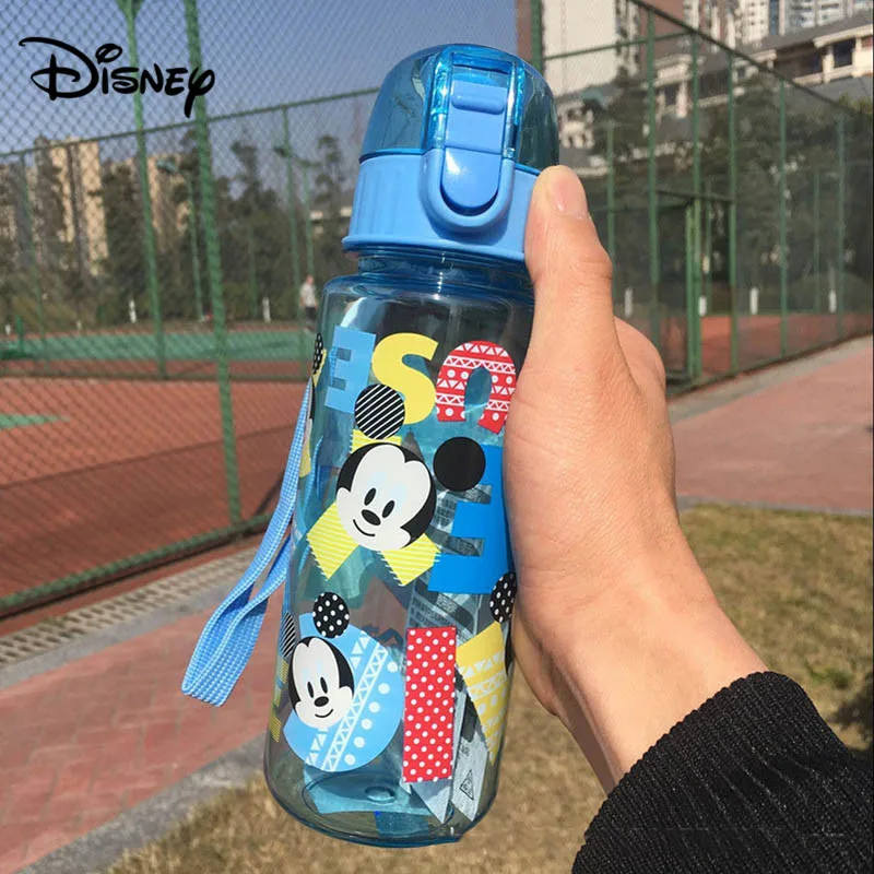 Disney plastic cup sports student kettle children drinking cup Mickey plastic leak-proof cup