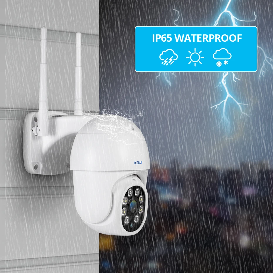 US $113.39 Yoosee App 3PC Kerui 3MP PTZ WiFi IP Camera 4X Digital Zoom IR Human Detection Home Security CCTV Surveillance Outdoor Camera