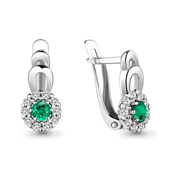 

Earrings with AQUAMARINE nanoizumrudami, cubic zirconia, silver 925