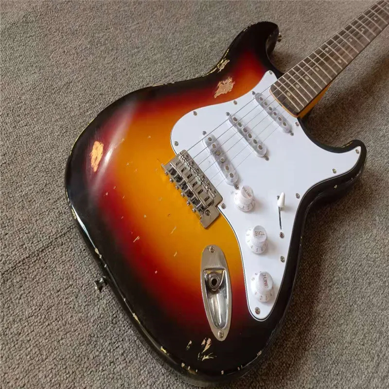 

2020 высокое качество солей реликс-электрическая гитара, Альдер и Кленовая шея, национальная реликс ручной работы электрическая гитара, бесп...