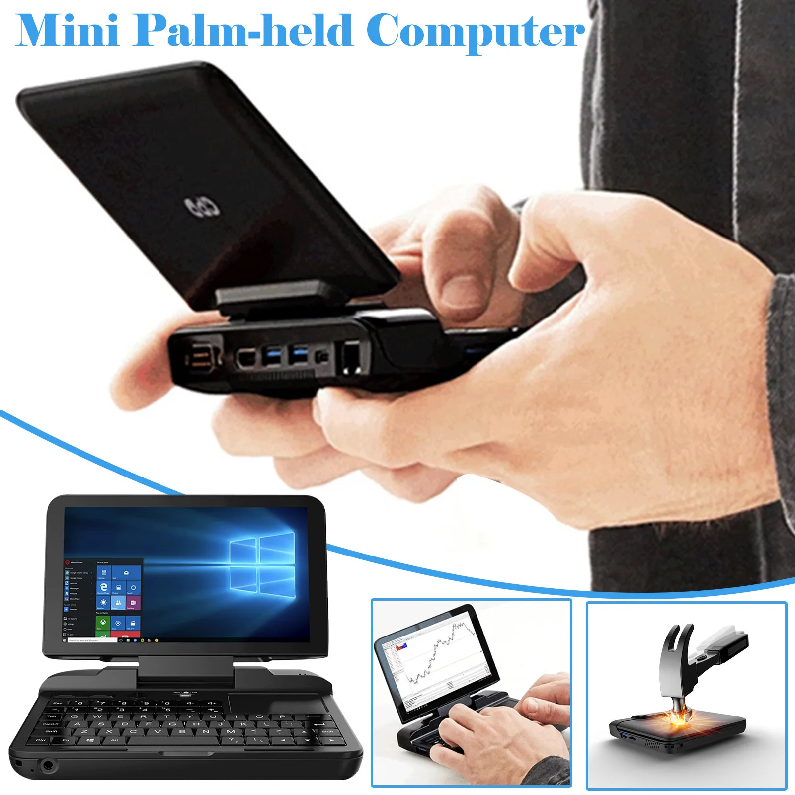 [1TB M.2 SSD Version] GPD Micro PC- 6 Inches Handheld Industry Laptop Mini  PC Win 10 Pro,Pocket Mini Portable PC Computer Notebook,8GB RAM