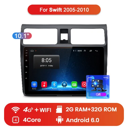 Junsun 2G+ 32G Android 8,1 для Suzuki Swift 2007 2008 2009 2004-2010 Авто 2 din автомагнитола стерео плеер Bluetooth gps навигация - Цвет: 4G (2GB 32GB)