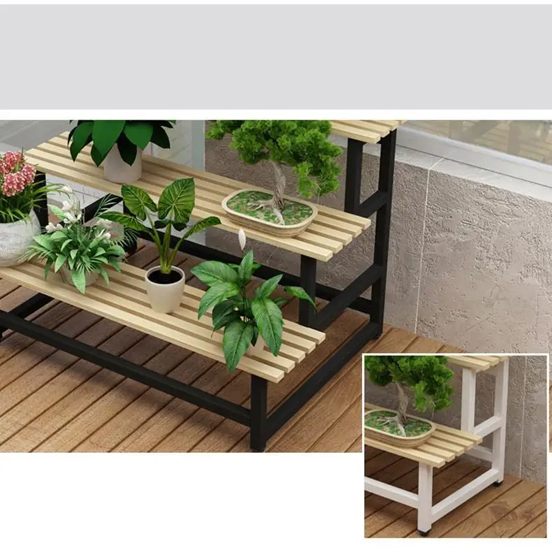 Decorativa Madera Indoor Plant Estanteria Para Plantas Pot Balcony Shelf Dekoration Stojak Na Kwiaty Outdoor Flower Stand