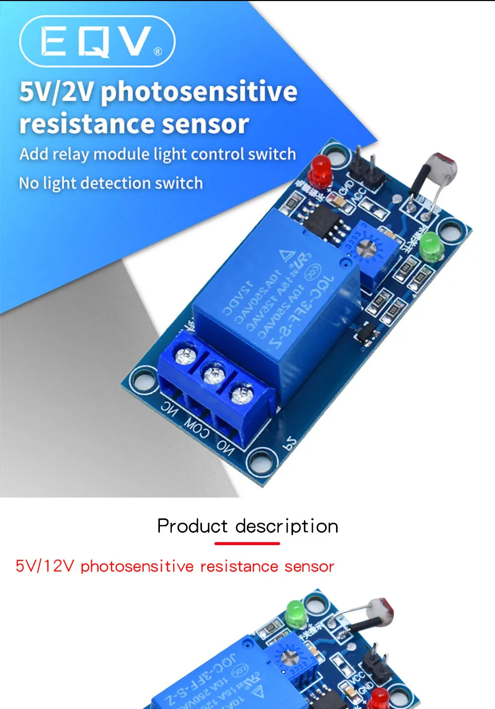 Industrial Electrical Photoresistor Relay Module Light Control Switch