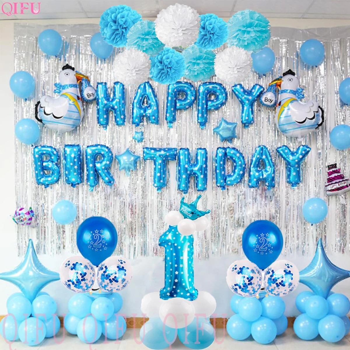QIFU 1 cumpleaños niño 1ª decoraciones para fiesta de ...