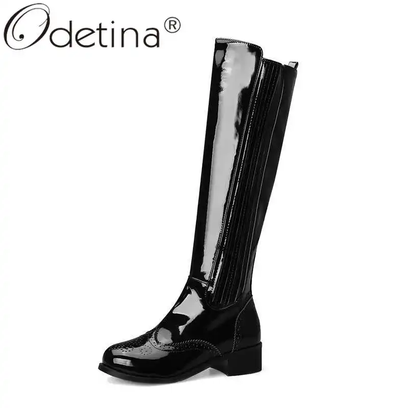 Side Zipper Wingtip Long Boots Ladies 