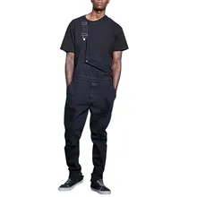 Модные повседневные мужские джинсы с карманами комбинезон уличная комбинезон штаны на подтяжках черные мягкие свободные брюки