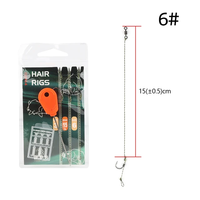 W.P.E 1pack/3pcs Carp Fishing 2#/4#/6# Hair Rigs Ready Made Boilie Carp Fishing Hook Baiting Needle Fishing Tackle Pesca CLD3G-6