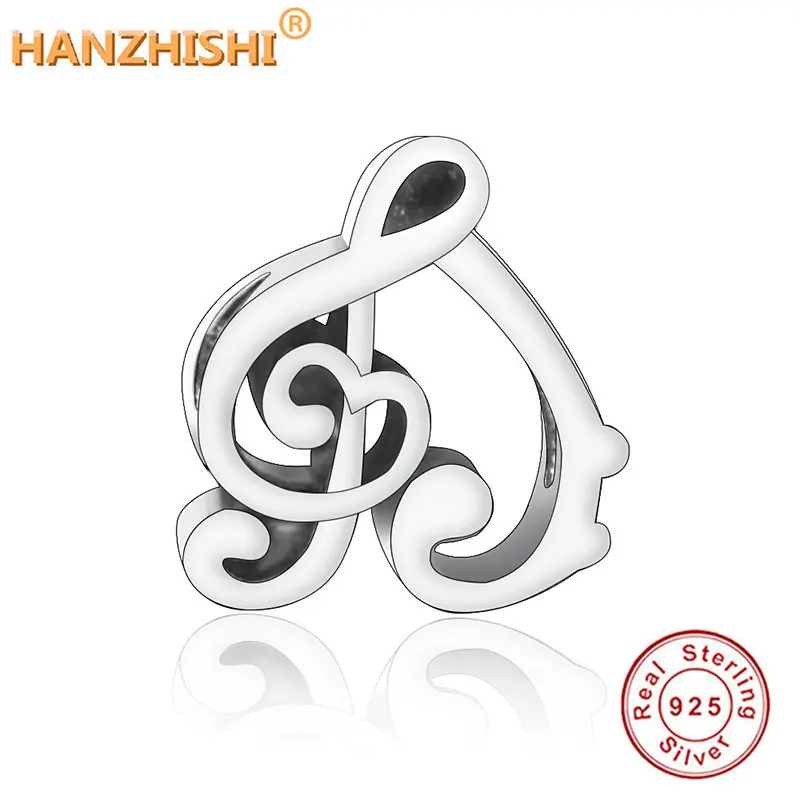 

Fit Original Pandora Charm Bracelets Genuine 925 Sterling Silver Heart Treble Clef Charm Beads For Women Argent DIY Jewelry Gift