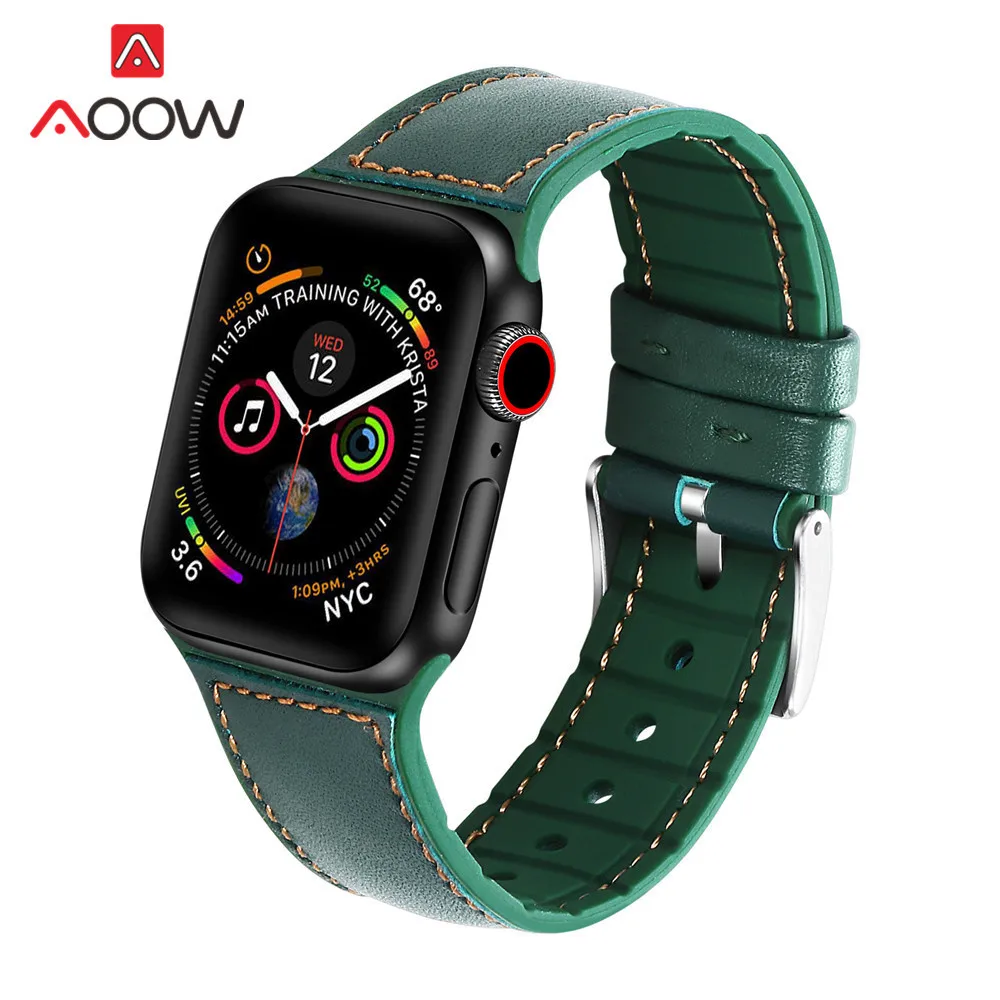 Горячая Распродажа, силиконовый кожаный ремешок для часов Apple Watch iwatch 4, 40 мм, 44 мм, 38 мм, 42 мм, зеленый браслет, ремешок для iwatch 3, 2, 1 ремень