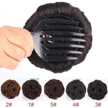 

Newly Natural Curly Chignon Clip In Plastic Comb Elastic Bridal Hair Bun High Temperature Fiber Hairpieces CTN88
