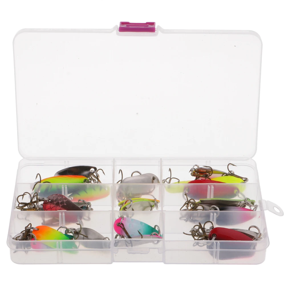 30pcs Spoon Fishing Lures Bass Trout Salmon Lure Metal Bait Spinner Baits