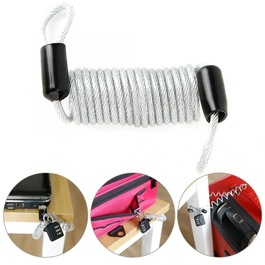

Steel Wire Lock Security Spring Wire Locks for Luggage Bicycle Helmet Anti Theft Security Accessories