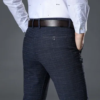 

New casual pants men's business Slim straight Korean version of the trend of autumn and summer loose elastic wild plaid pants ma