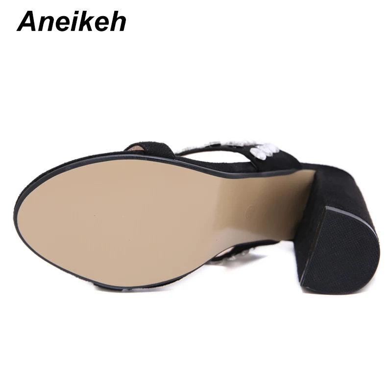 Aneikeh ПВХ шарик Стразы модная обувь женские босоножки открытый носок Классические босоножки на высоком каблуке Женская обувь вечерние туфли-лодочки в римском стиле