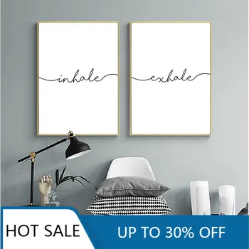 

Black White Minimalist Quotes Wall Art Canvas Painting Poster Print Inhale Exhale Wall Decor Pictures For Home Living Room Decor