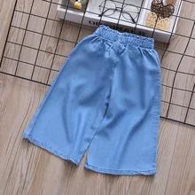 Wxd-9101 детская одежда; спортивные детские брюки; капри; Новинка; Стильные Ковбойские свободные брюки с бантом для девочек; 19