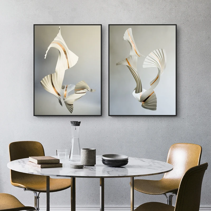 Modern Picture White Sculpture Canvas Painting Poster Print Living Room Bedroom Golden Fashion Wall Art Decoration Home Decor