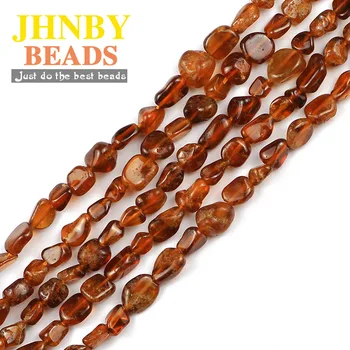 

JHNBY Orange garnet Natural Stone Irregular Gravel 4~8mm spacers Loose beads for Jewelry making bracelets necklace DIY Findings
