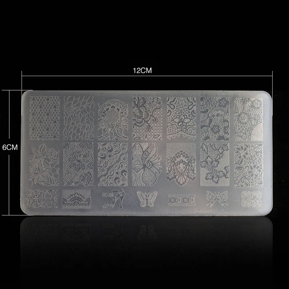 1pc Plastic Nail Art Stamping Plates Clear Stamper 6 12cm Nail Stamping Plates 10 types Manicure 2