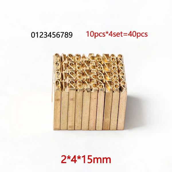 2x4x15mm Number set ZONESUN Алфавит буквенный шрифт ленты принтер жара штамповочная головка горячего тиснения запасные части Срок годности печатная машина - Цвет: 2x4x15mm Number set