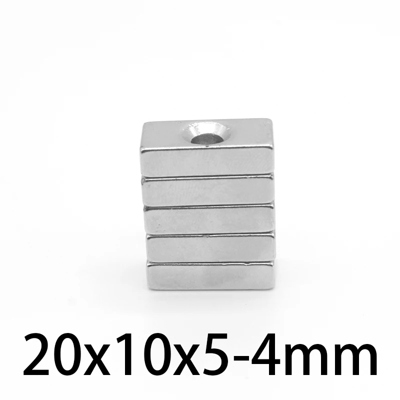 

2~50 PCS 20x10x5-4 mm Powerful Block Magnetic Magnet Hole 4mm N35 Permanent Magnet Strong 20x10x5-4 Neodymium Magnets 20*10*5-4