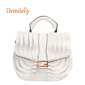 

New Ladies Ruffled Handbag PU Leather Pleated Single Shoulder Diagonal Multifunctional Female Bag Luxury Women's Tote Bag Wallet