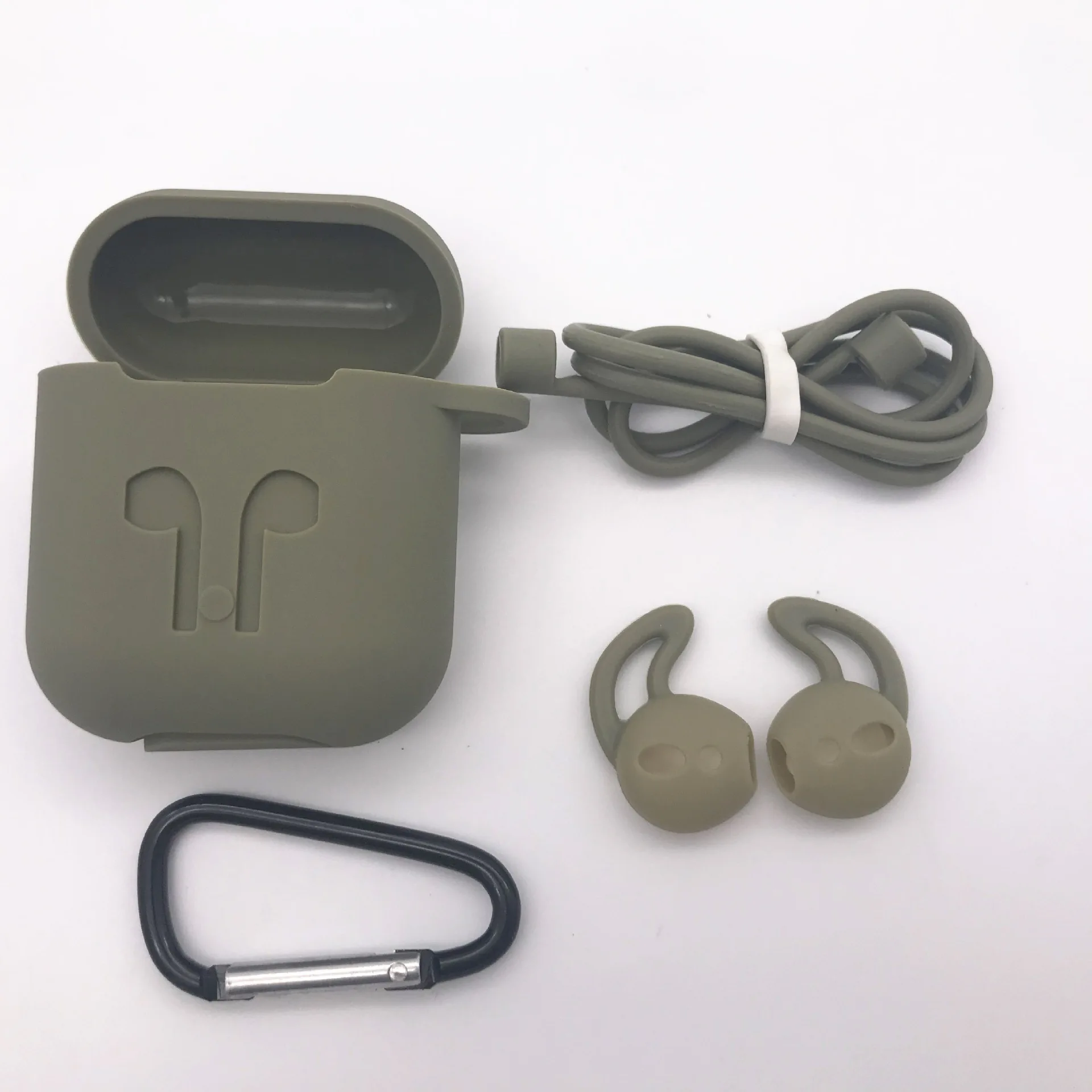 4 in 1 Olivegreen Мягкий силиконовый чехол для Airpods для Air Pods, противоударный защитный чехол для наушников, водонепроницаемый чехол для iphone 11, аксессуары для гарнитуры - Цвет: 4 in 1 Olivegreen