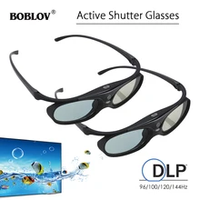 2 шт. BOBLOV активные затворы 3D очки DLP-Link USB синий совместимый BenQ W1070 W700 Dell проектор 3D очки для проектора DLP