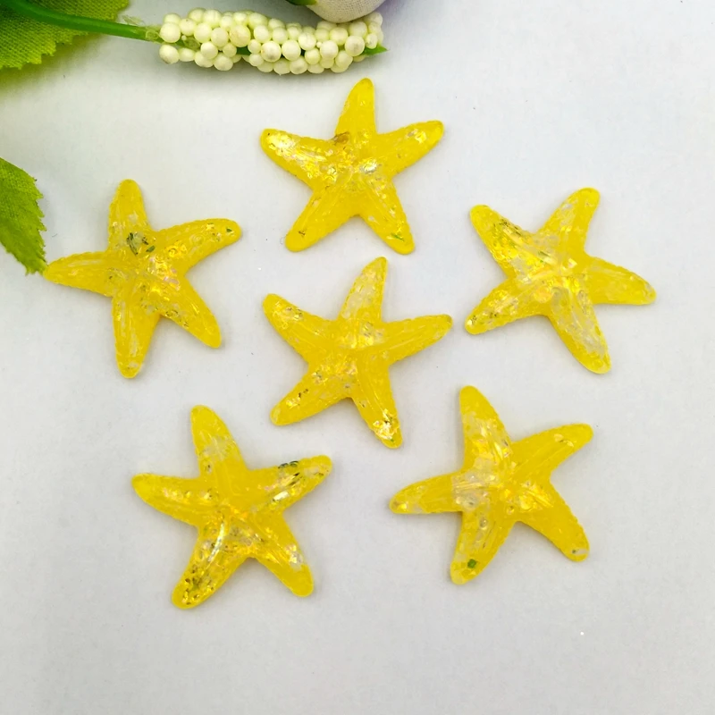 20pcs  Resin Adorable Glitter Colorful Starfish  For Home Wedding DIY Embellishments For Scrapbooking Accessorie