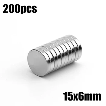 

200pcs 15x6mm Super Powerful Strong Bulk Small Round NdFeB Neodymium Disc Magnets Dia 15mm x 6mm N35 Rare Earth NdFeB Magnet