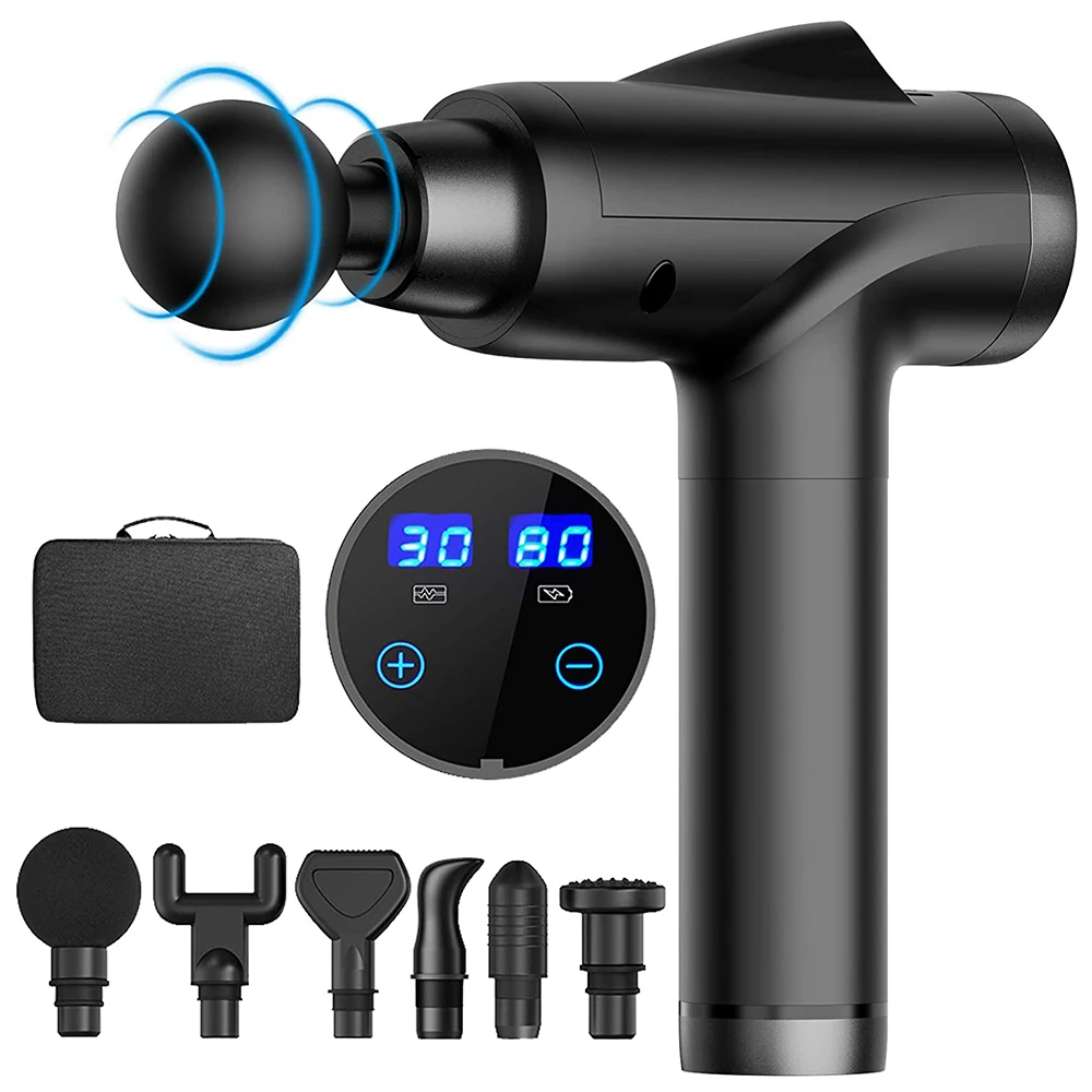 

Professional Fascial Guns Massager For Body, Handheld LCD Massage Gun, Fitness Vibrators Pistol, With 6 Massage Heads