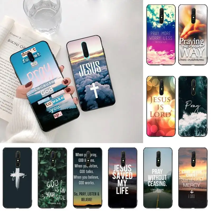 YJZFDYRM God молитва НАД ИИСУСОМ Soft black чехол для телефона Oppo A5 A9 2020 Reno2 z Renoace 3pro Realme5Pro |