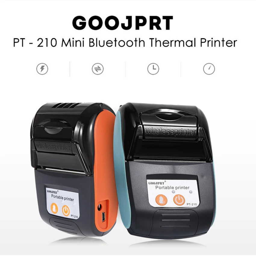 GOOJPRT PT210 58mm Thermal Receipt Printer USB & Bluetooth Interface Wireless Connect With Phone Free Application Mini Printer canon small photo printer